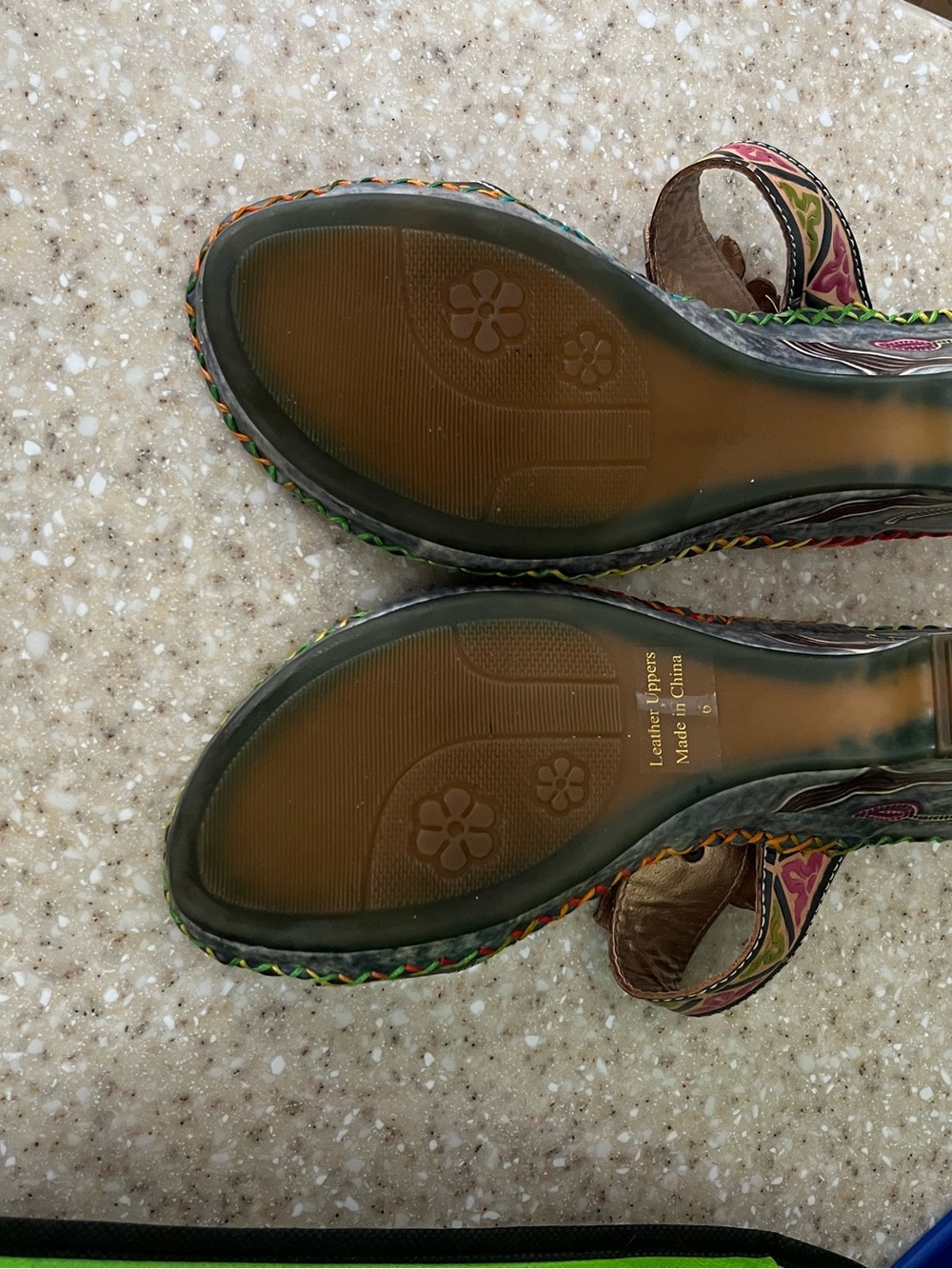 Elite by Corey’s Floral Multi-Color Leather Slide Sandals - Black/Multicolor - Picture 2 of 3